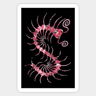 White on Red Ornate Centipede Magnet